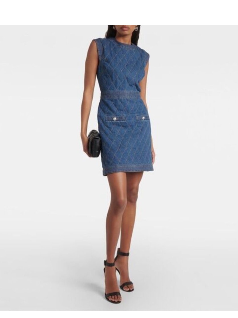 Veronica Beard Blue Quilted Denim Skirt
